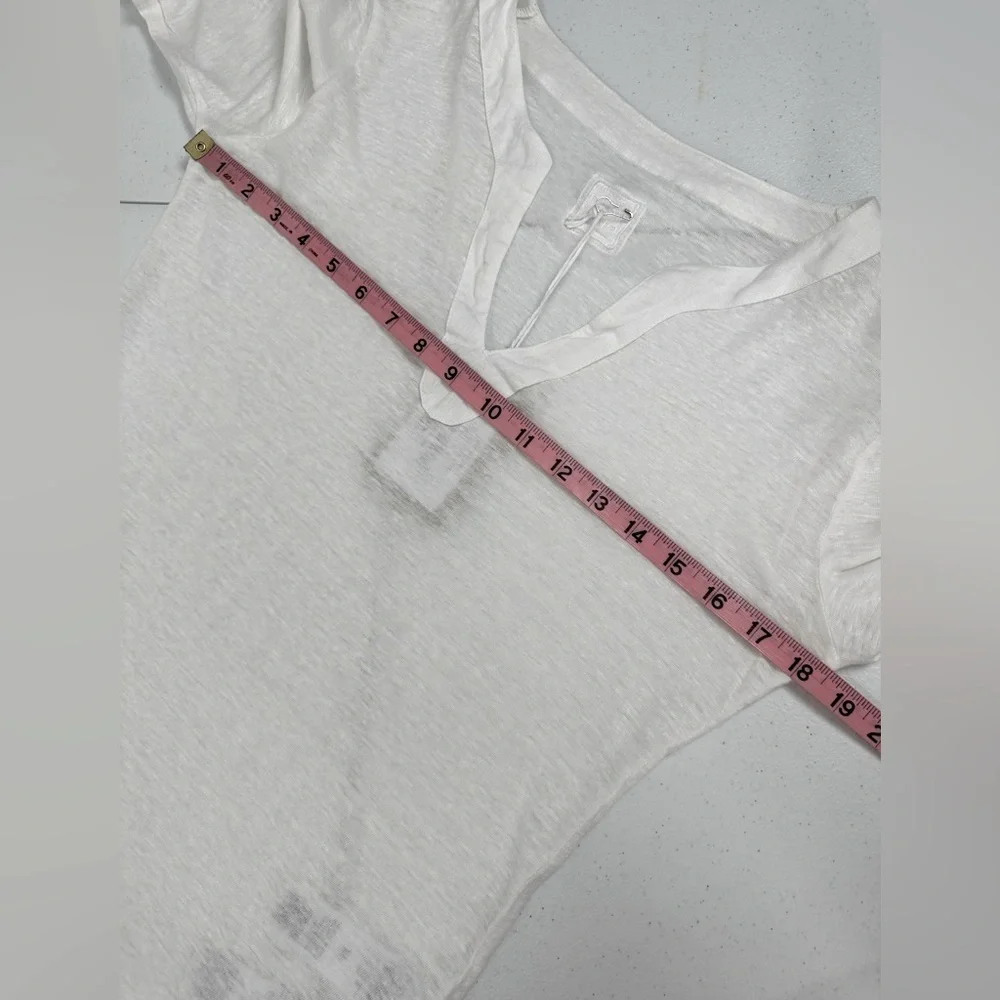 NWT 120% Lino Long Sleeve Women Linen T-Shirt White - Picture 5 of 10